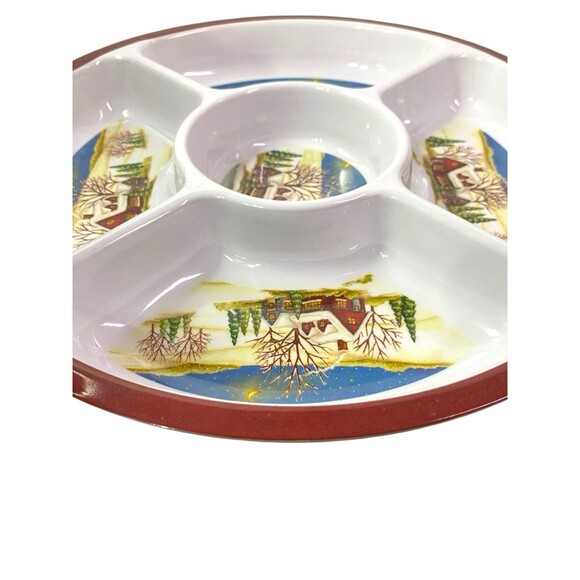 Christmas Winter Theme Divided Vegetable Chip Dip PARTY TRAY Melamine - Picture 11 of 11